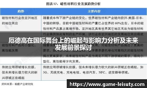 厄德高在国际舞台上的崛起与影响力分析及未来发展前景探讨